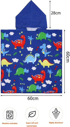 Tatu Moyo Kids Beach Poncho Dinosaurs Blue