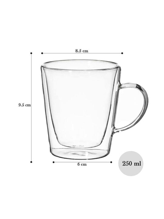 Quasar Σετ Φλιτζάνια Cappuccino Γυάλινα Διάφανα 250ml 4τμχ