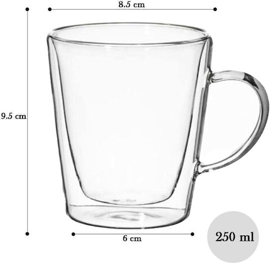 Quasar Σετ Φλιτζάνια Cappuccino Γυάλινα Διάφανα 250ml 4τμχ