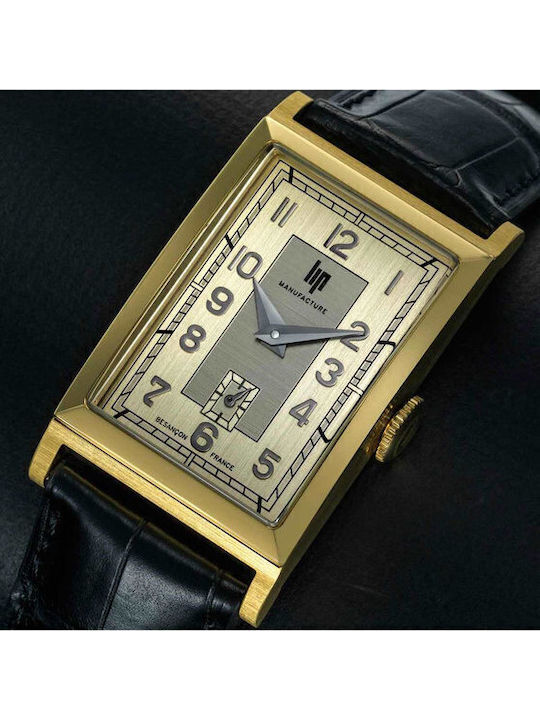 Lip Watches Churchill T18 Men's Watch Battery with Black Leather Strap