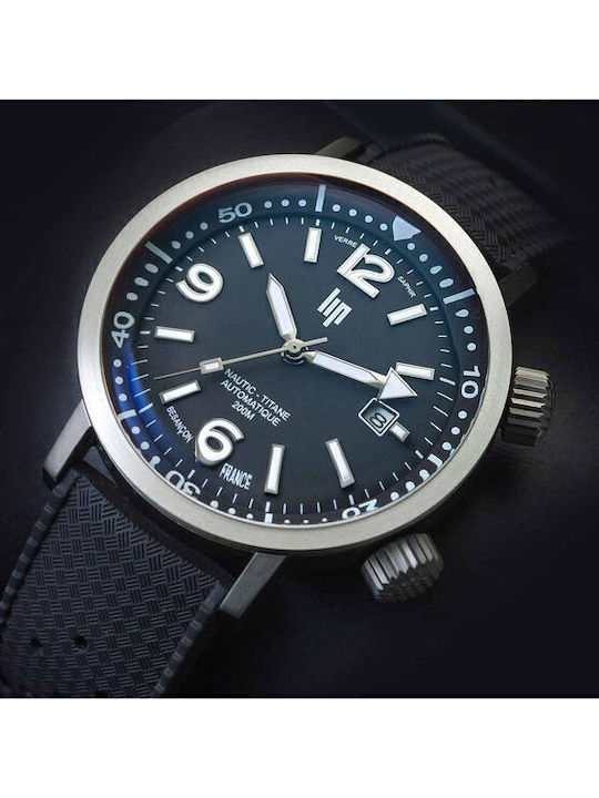 Lip Watches Men's Watch Automatic with Black Rubber Strap
