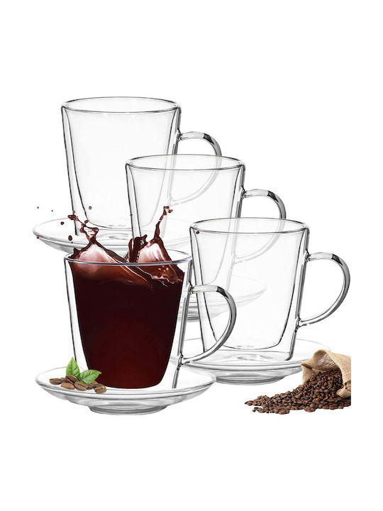 Quasar Σετ Φλιτζάνια Cappuccino Γυάλινα Διάφανα 250ml 4τμχ