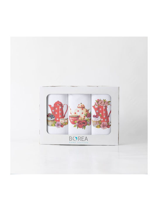 Borea Tea Towel from 100% Cotton in White Color 50x70cm 3pcs