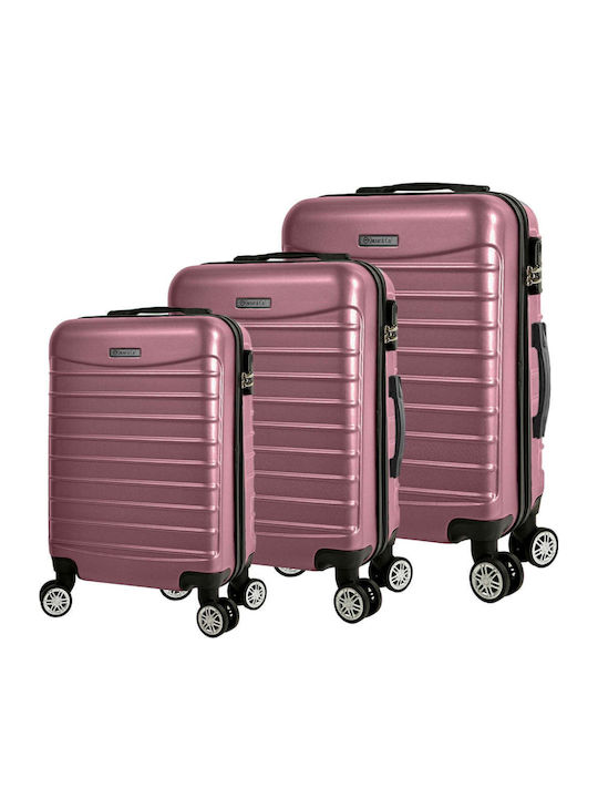 Quasar Model Set of 3 Reisekoffer Hartschalen Powder Coated Pink mit 4 Räder
