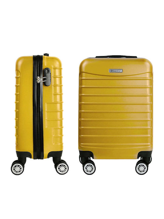 Quasar Model Cabin Travel Suitcase Hard Yellow with 4 Wheels Height 55cm