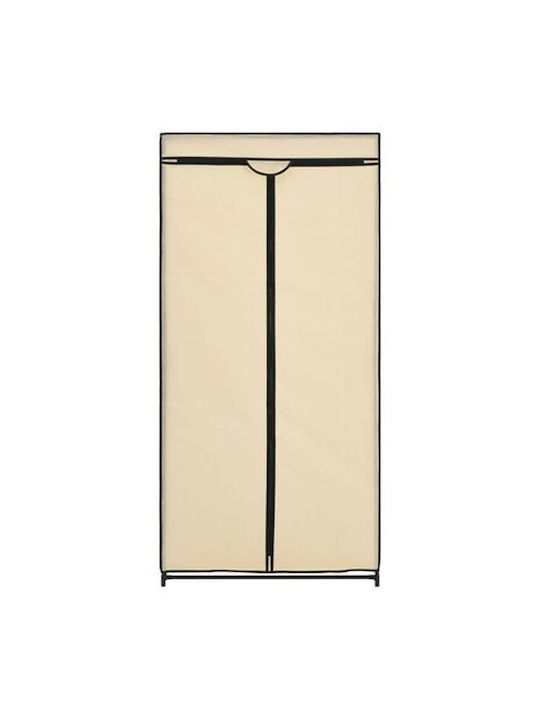 Sidirela Fabric Wardrobe with Zipper and Shelves in Beige Color 75x46x160cm E-0410