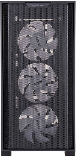 Asus A21 Plus Gaming Midi Tower Κουτί Υπολογιστή με Πλαϊνό Παράθυρο και RGB Φωτισμό Μαύρο