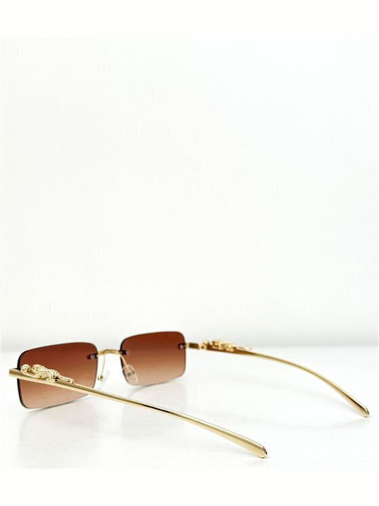 Looks Style Eyewear Unisex Sonnenbrille mit Gold Metall Gestell und Lila Verlaufsfarbe Linse 74caz-90120
