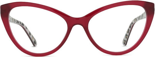 Moschino Plastic Eyeglass Frame Cat Eye Red MOL631 WGX