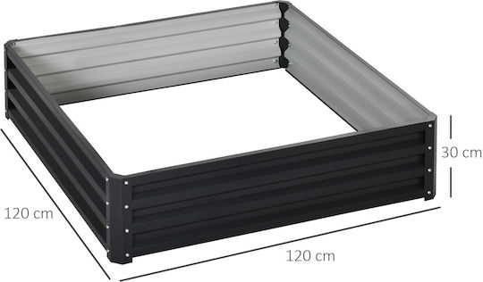 Outsunny Pot Metallic Grey 120x120x30cm.