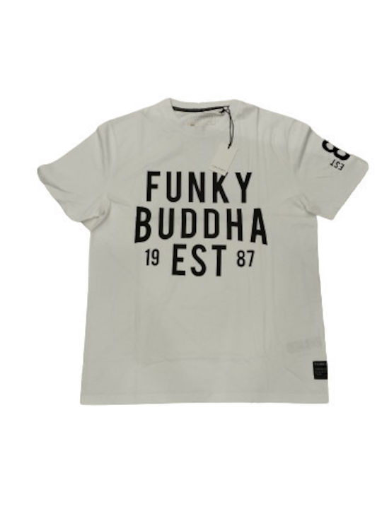 Funky Buddha Herren T-Shirt Kurzarm Weiß