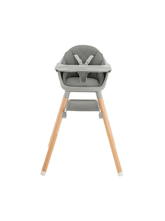 Kikka Boo Woody Highchair 2 in 1 & Leatherette Seat Gray