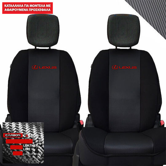 Πλατοκάθισμα Αυτοκινήτου 2τμχ Δερματίνη Toyota Lexus Μαύρα