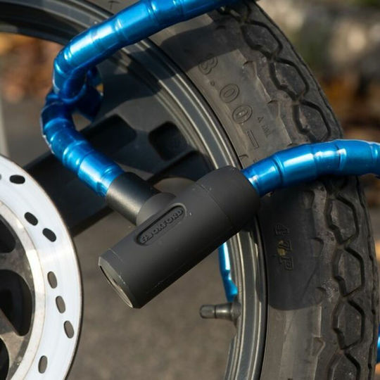 Oxford Barrier Armoured Motorrad-Diebstahlsicherungsrolle mit Länge 140cm Motorradkettenschloss mit Bolzendurchmesser 25mm Blau Farbe