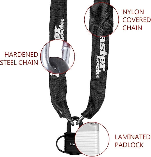 Master Lock 90cm Motorcycle Anti-Theft Chain with Lock in Black