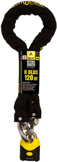 Auvray K Bloc 120 Art 120cm Motorcycle Anti-Theft Chain with Lock in Black