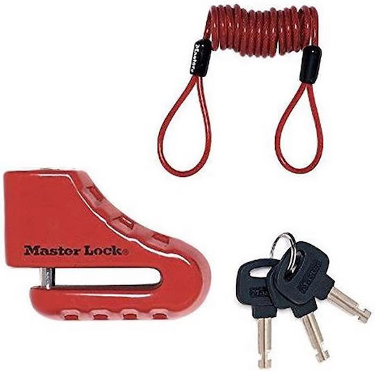 Master Lock Κλειδαριά Δισκόφρενου Μοτοσυκλέτας Κόκκινο Χρώμα