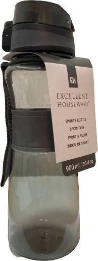 Excellent Houseware Flasche Wasser Kunststoff mit Schraubverschluss Schwarz 900ml