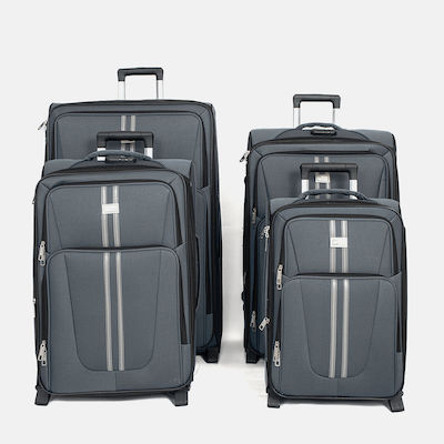 Kelepoyri Travel Suitcases Fabric Grey with 4 Wheels Set of 4pcs