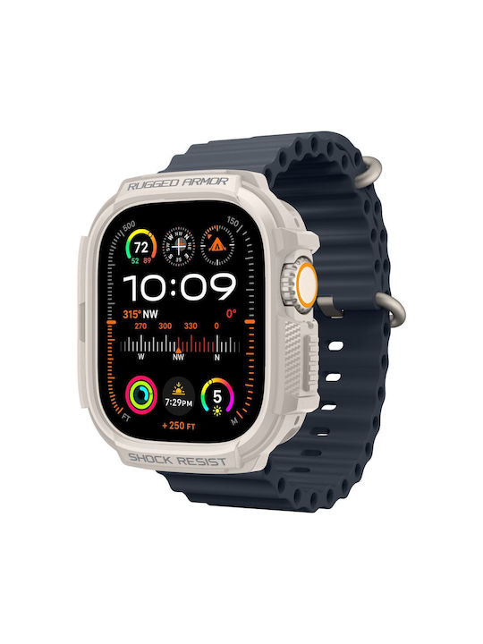 Spigen Rugged Armor Silikonhülle in Beige Farbe für Apple Watch Ultra 1/2