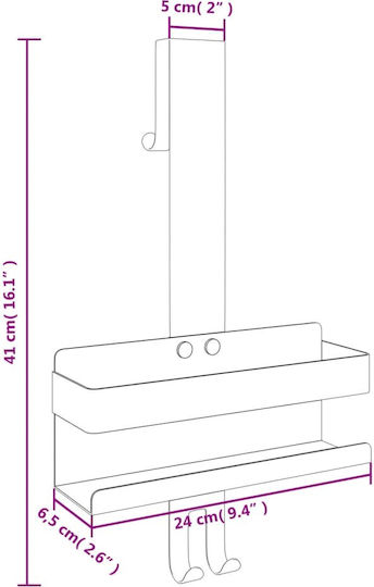 vidaXL Rack de Baie Simplă De Perete ​10x10cm Inox Negru