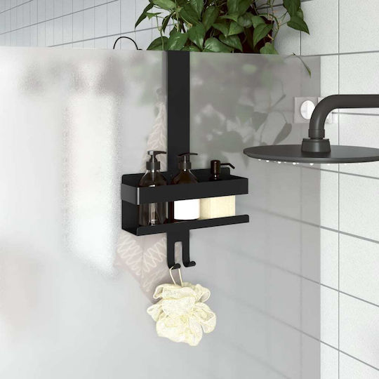 vidaXL Rack de Baie Simplă De Perete ​10x10cm Inox Negru
