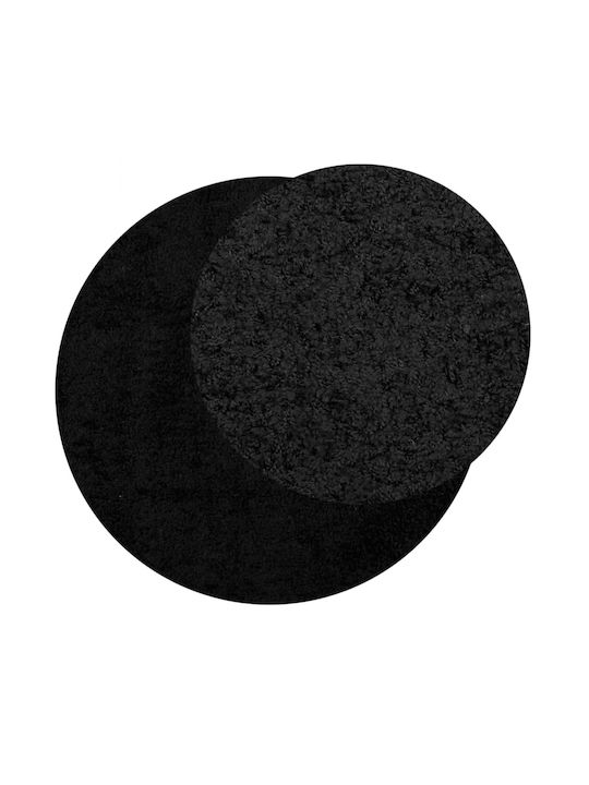 vidaXL Rug Round Shaggy Black