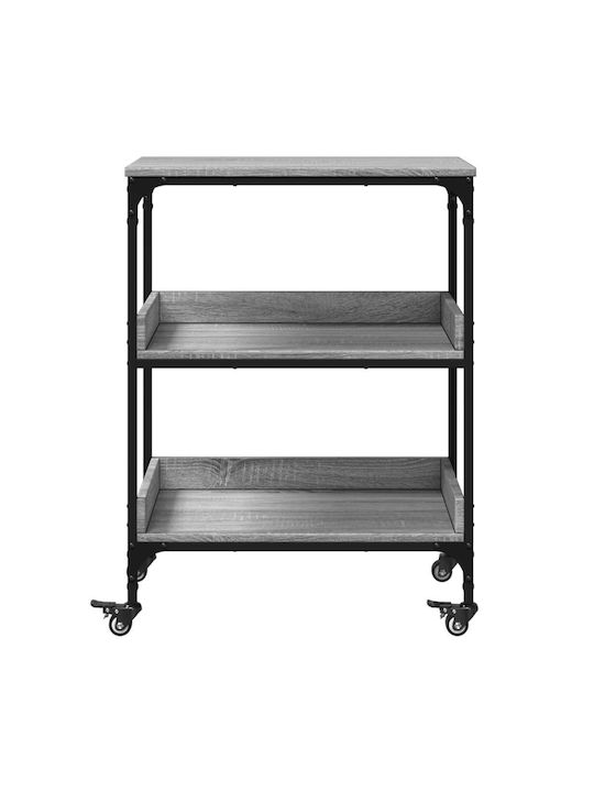 vidaXL Wooden Kitchen Trolley 3 Tiers Gray 60x41x80.5cm