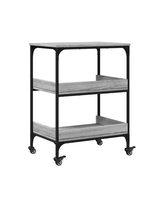vidaXL Wooden Kitchen Trolley 3 Tiers Gray 60x41x80.5cm