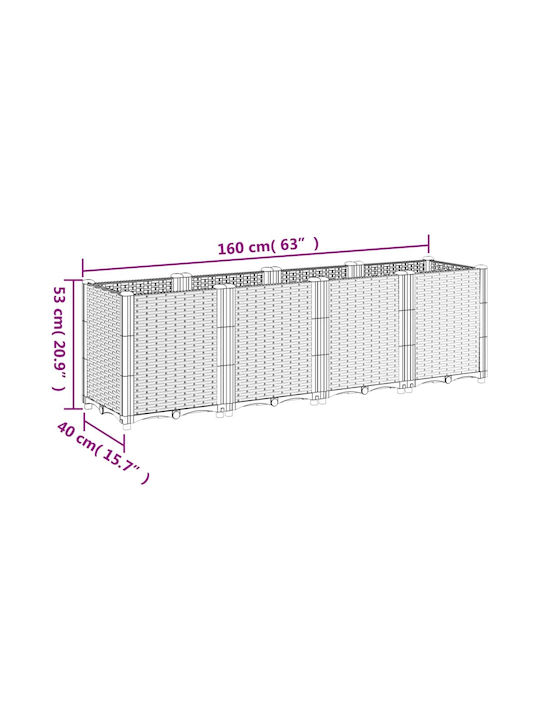 vidaXL Ζαρντινιέρα Πλαστική Μαύρη 160x40x53εκ.