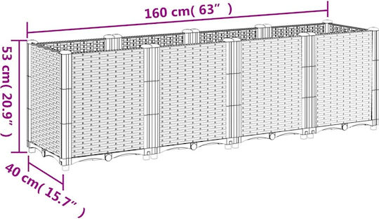 vidaXL Garden Planter Box Plastic Black 160x40x53cm.