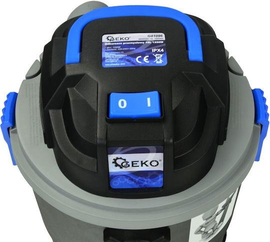 Geko Прахосмукачка За Течности / Твърди 1250W с Пластмаса Контейнер 15лт