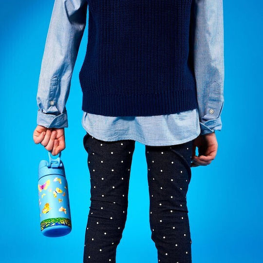 Ion8 Plastic Kids Water Bottle Butterflies Thermos with Straw Non Spill 320ml (Various Designs/Colours)