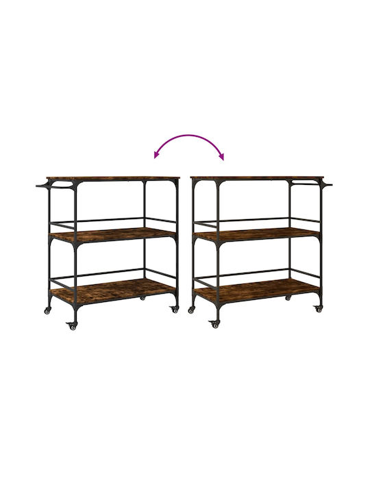vidaXL Wooden Kitchen Trolley 3 Tiers Brown 100.5x50x105cm