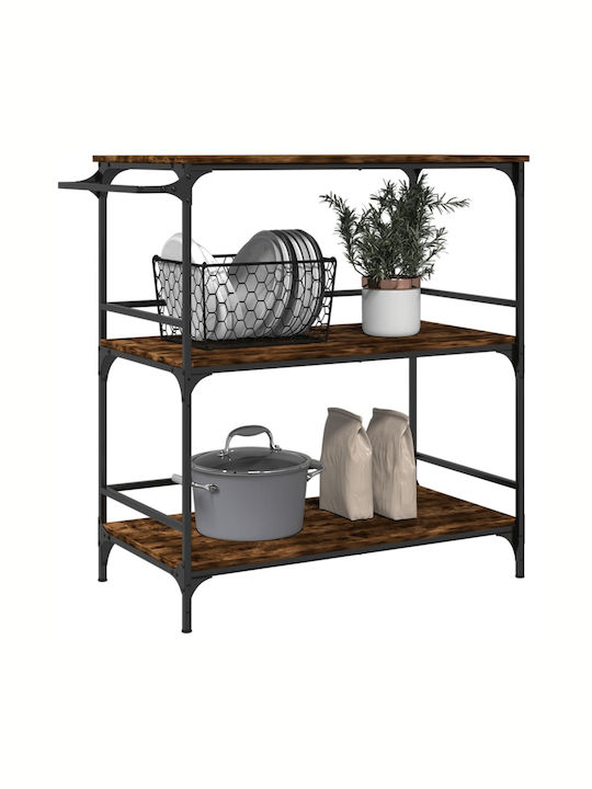 vidaXL Wooden Kitchen Trolley 3 Tiers Brown 100.5x50x105cm
