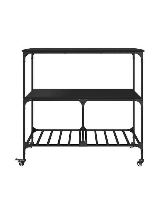 vidaXL vidaXL Holz Küchenwagen Mit 3 Ebenen Schwarz 100x50x95cm