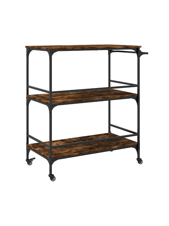 vidaXL Wooden Kitchen Trolley 3 Tiers Brown 100.5x50x105cm
