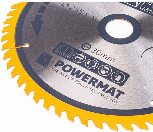 Powermat Cutting Disc Wood Hole Diameter 255mm with 60 Teeth 1pcs
