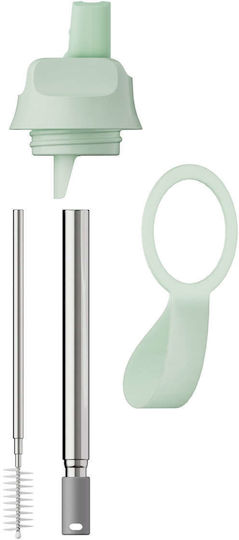 Chilly's Series 2 Flip Bottle Thermos Stainless Steel BPA Free 500ml Lichen Green with Straw