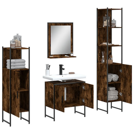 vidaXL Möbelset Waschtisch ohne Waschbecken mit Spiegel L33xB33xH60cm Smoky Oak