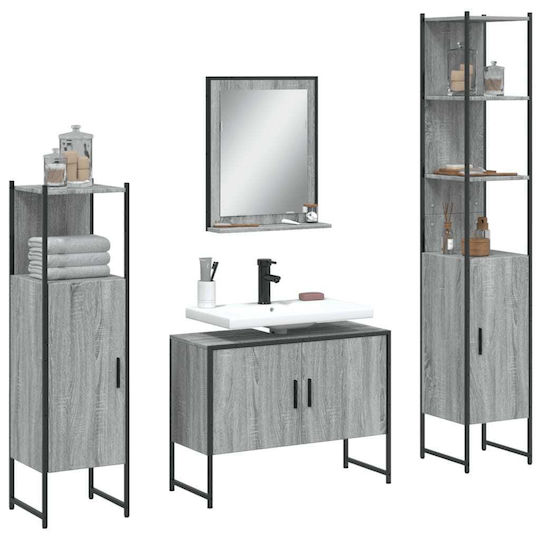 vidaXL Möbelset Waschtisch ohne Waschbecken mit Spiegel L33xB33xH60cm Grey Sonoma