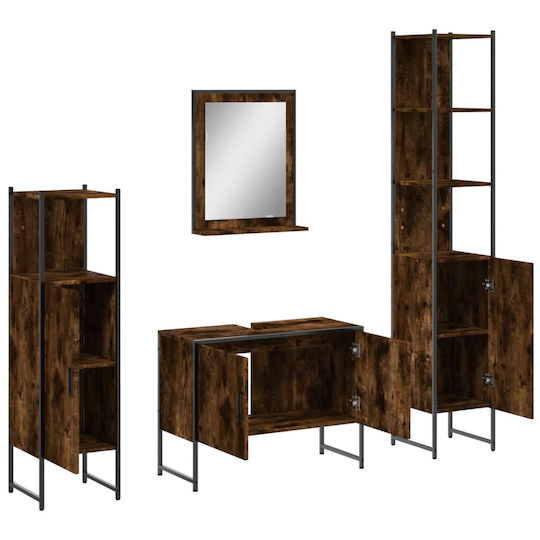 vidaXL Möbelset Waschtisch ohne Waschbecken mit Spiegel L33xB33xH60cm Smoky Oak
