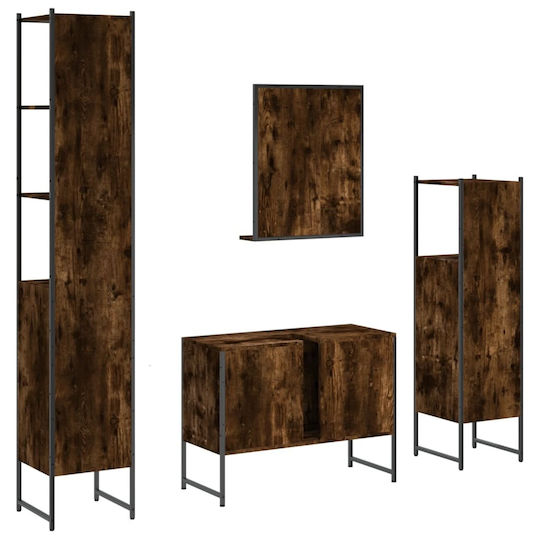 vidaXL Möbelset Waschtisch ohne Waschbecken mit Spiegel L33xB33xH60cm Smoky Oak