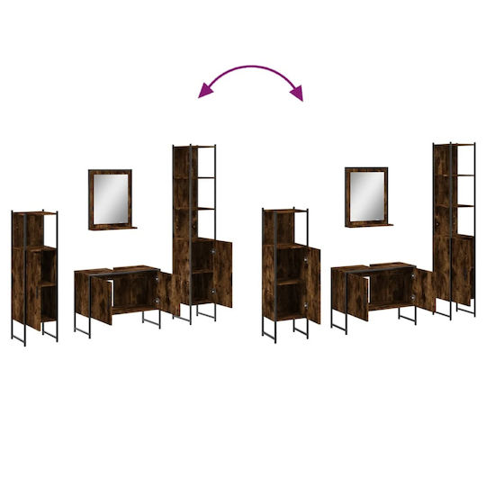 vidaXL Möbelset Waschtisch ohne Waschbecken mit Spiegel L33xB33xH60cm Smoky Oak