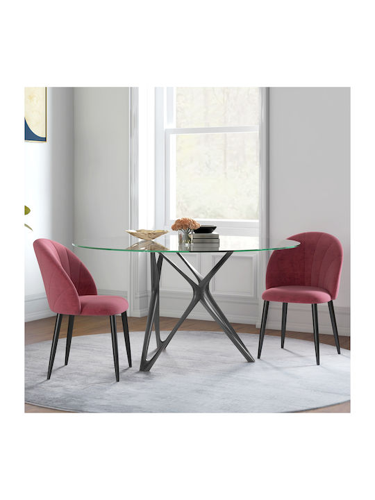 Dining Room Velvet Chair Red 2pcs