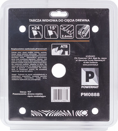 Powermat Cutting Disc Wood Hole Diameter 210mm with 24 Teeth 1pcs