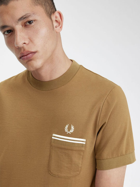 Fred Perry Ανδρικό T-shirt Κοντομάνικο Καφέ