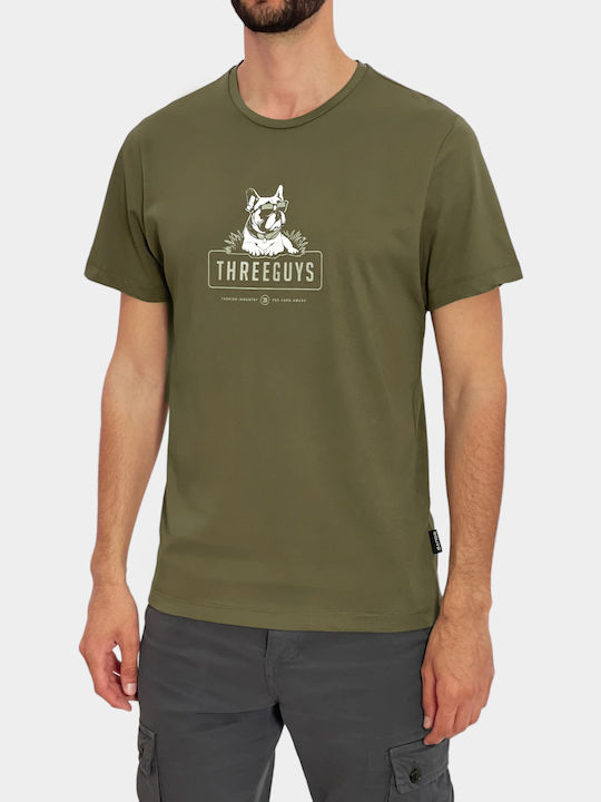 3Guys Men's Short Sleeve T-shirt Khaki