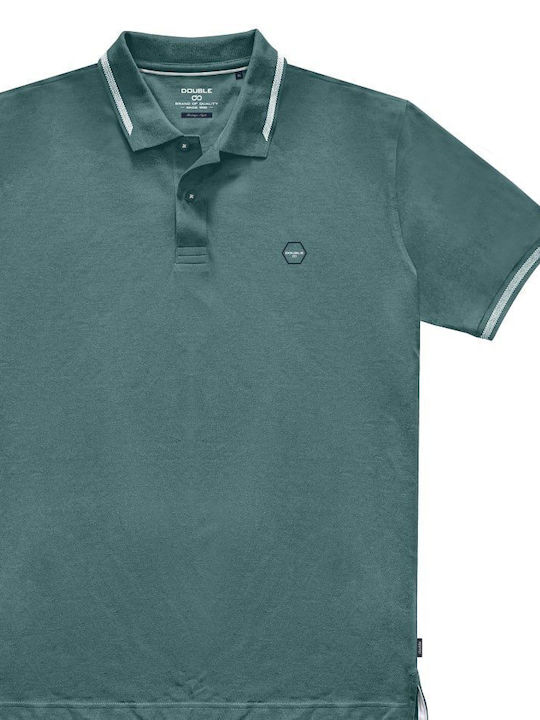 Double Men's Short Sleeve Blouse Polo Deep Teal