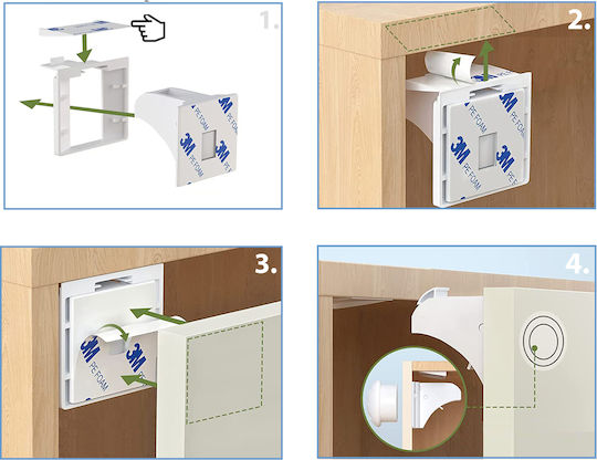 Sipo Cabinet & Drawer Protectors with Magnet made of Plastic in White Color 4pcs